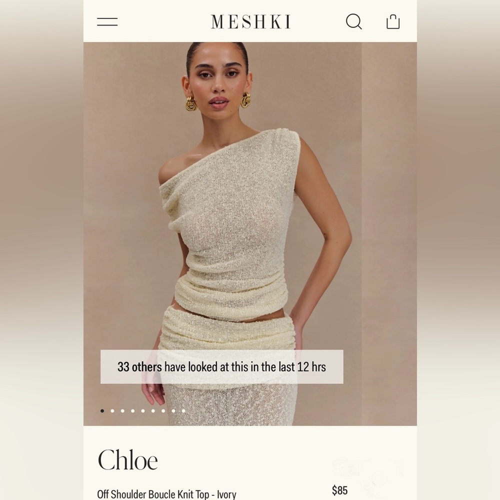 Meshki Chloe Off Shoulder Boucle Knit Top - Ivory